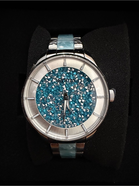 Invicta Accessories - Invicta Angel Pavine Women's Light Blue  Crystal Dial Stainless Watch